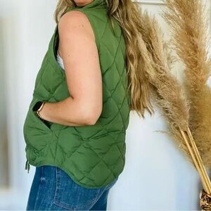 J.Crew Quilted Vest XXS Olive Green Down Feather Lightweight Layering